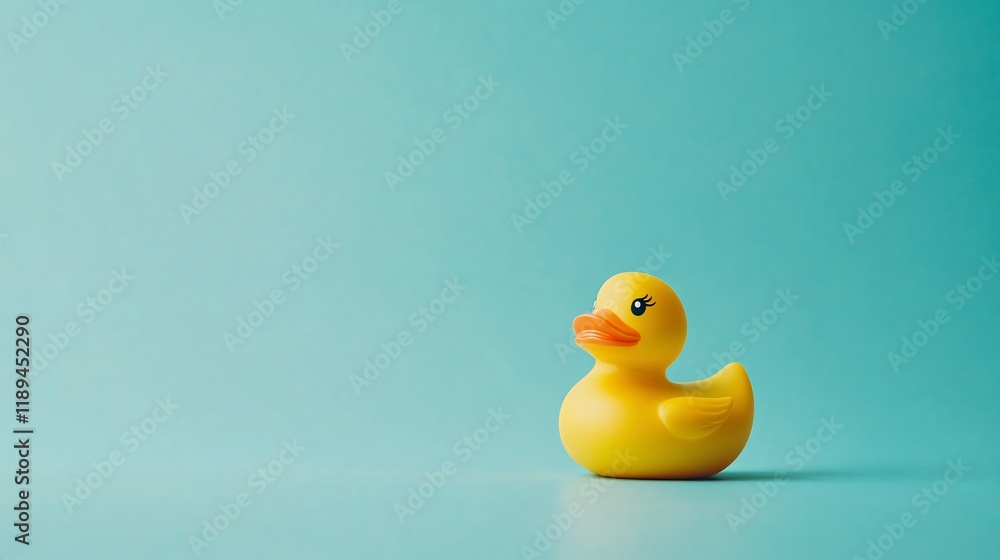 Yellow rubber duck on a turquoise background Yellow rubber duck on a turquoise background