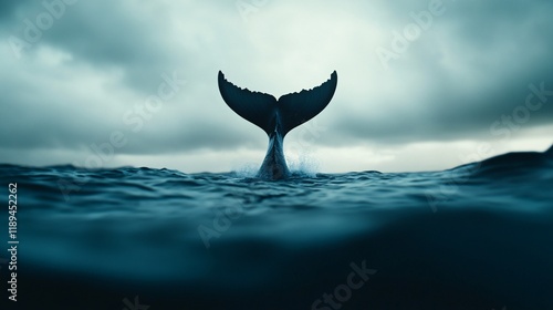 Wallpaper Mural whale tail emerging from ocean water Torontodigital.ca