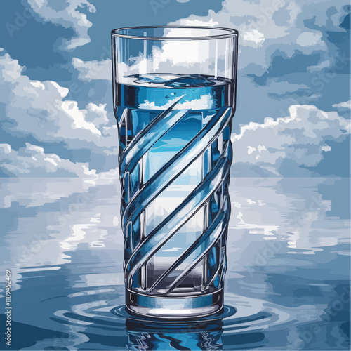 Art Watercolor of a Water Drink Capturing the Clarity and creative concept ideas design