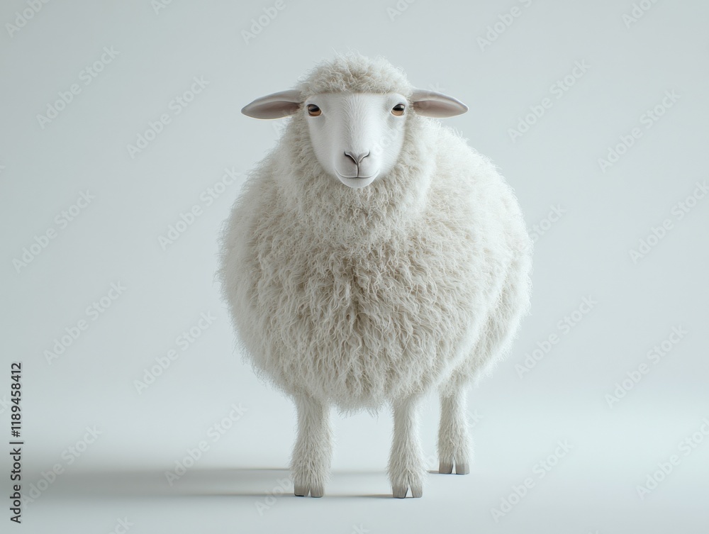 Fototapeta premium a white sheep stands on a white background