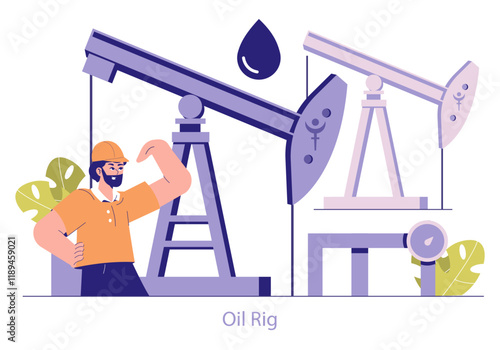 Oil and Gas Energy. Flat Vector Illustration