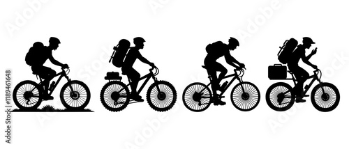 Cycle traveler silhouette black filled vector Illustration icon