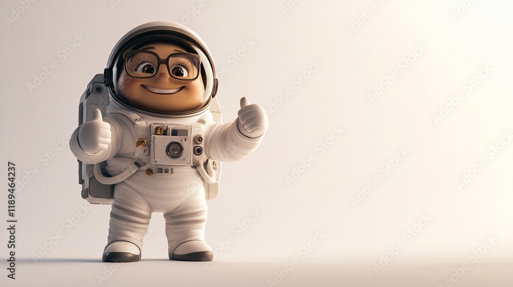 Cheerful cartoon astronaut giving thumbs up. Cheerful cartoon astronaut giving thumbs up.