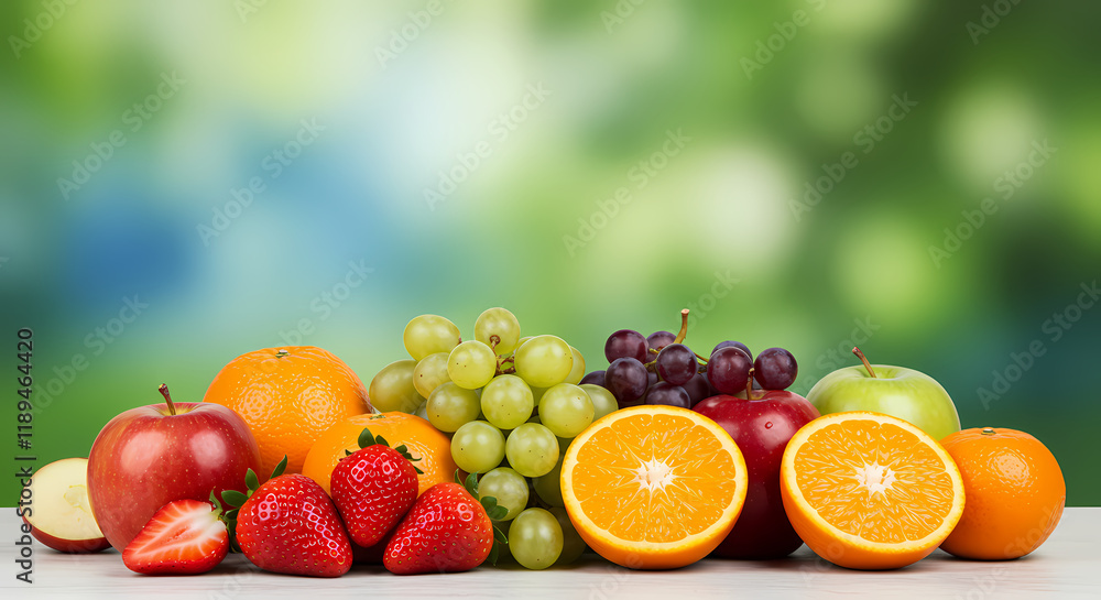 Fresh Fruit Abundance Apples Oranges Grapes Strawberries Fresh Fruit Abundance Apples Oranges Grapes Strawberries