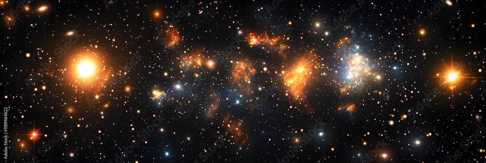 Fototapeta premium Vibrant cosmic landscape showcasing distant stars and galaxies in a dark universe