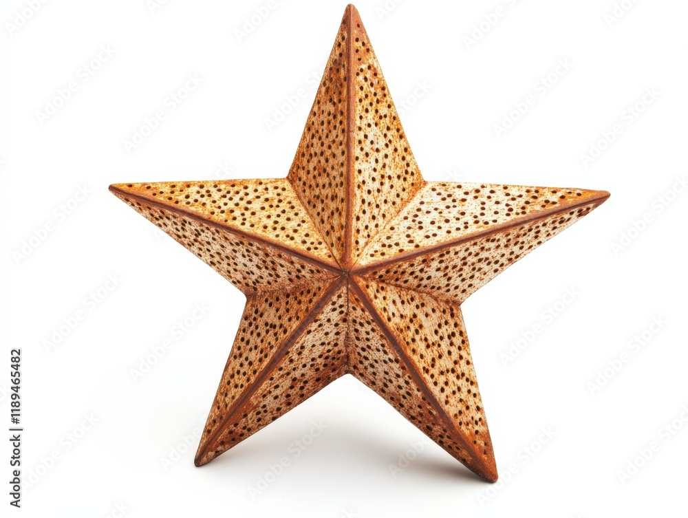metal star with holes on a white background metal star with holes on a white background
