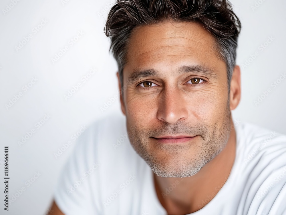 Fototapeta premium A man in a white shirt is looking at the camera