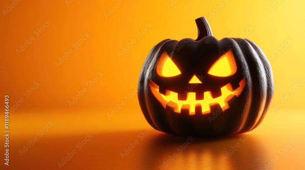 Spooky Halloween Jack-o'-lantern Glowing in the Dark Spooky Halloween Jack-o'-lantern Glowing in the Dark