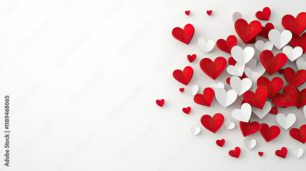 Colorful red hearts create a festive display against a calming blue backdrop, ideal for Valentine's promotions and design concepts Colorful red hearts create a festive display against a calming blue backdrop, ideal for Valentine's promotions and design concepts