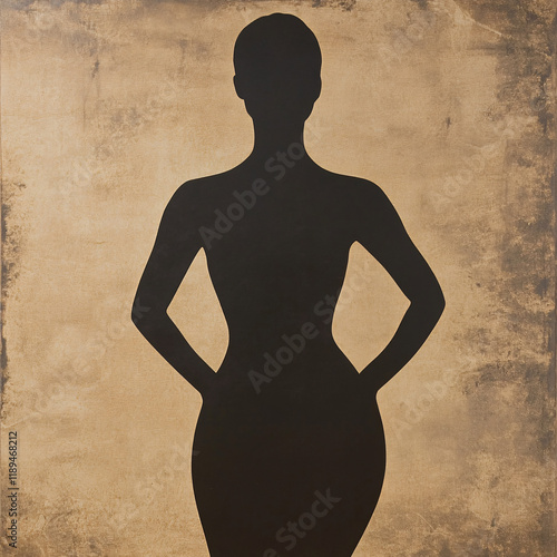 Elegant female silhouette in artistic poses against minimalist backdrops, showcasing timeless grace and beauty with a focus on form, expression, and movement photo