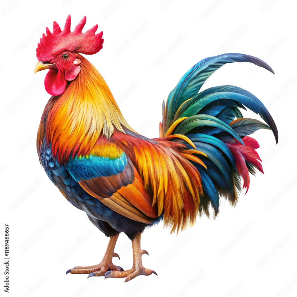 Colorful rooster isolated on transparent background
Colorful rooster isolated on transparent background