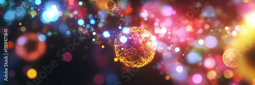 Wallpaper Mural Viruses engaging with cells showcasing complex interactions in a vibrant microscopic environment. Generative AI Torontodigital.ca