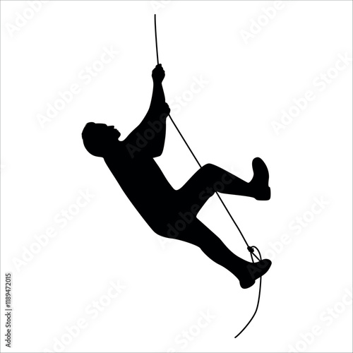 Climber Climbing in mountains silhouette vector illustration