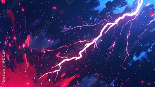 abstract red and blue lightning sparks effects anime cartoon style background