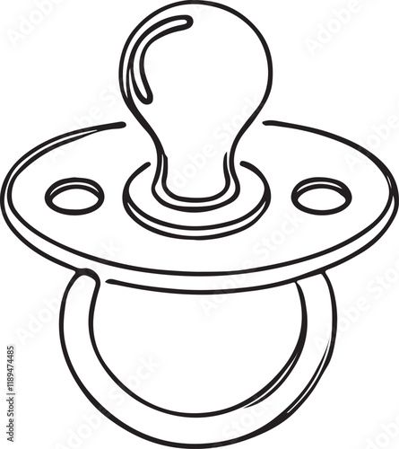 Elegant Line Drawing of Baby Soother Icon in Vector Style