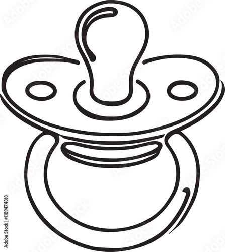 Elegant Line Drawing of Baby Soother Icon in Vector Style