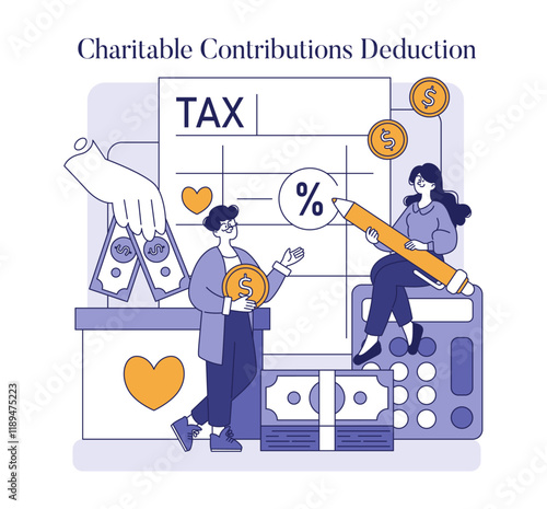Tax Deductions. Flat Vector Illustration