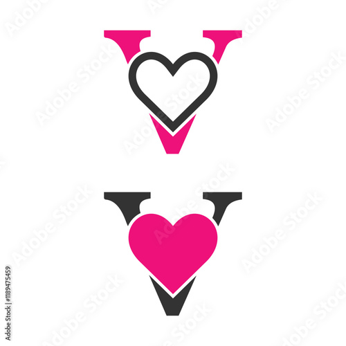 V letter abstract love logo 