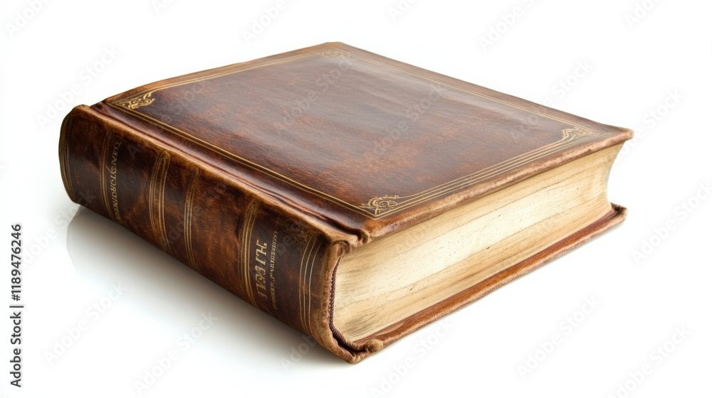 old leather book on white background old leather book on white background