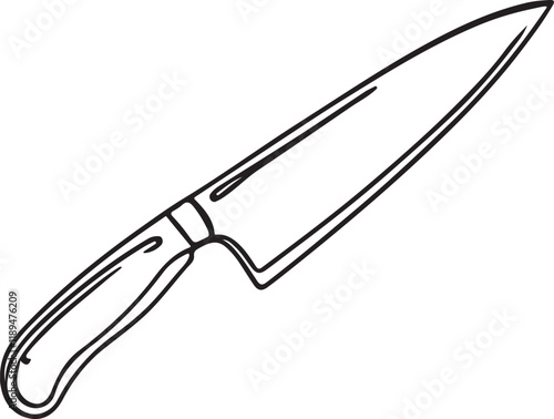 Minimalist Kitchen Knife Vector Illustration - Line Art Design