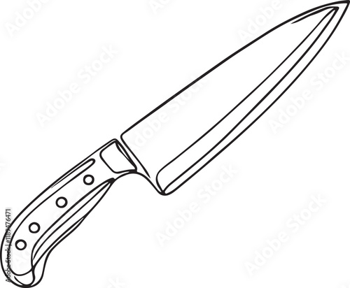 Minimalist Kitchen Knife Vector Illustration - Line Art Design