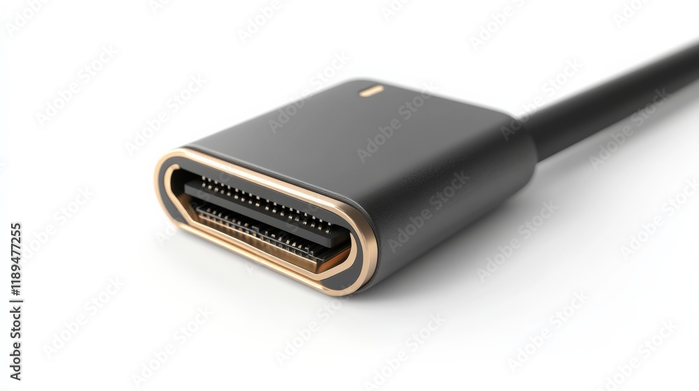 close up of a black and gold hdmi connector cable close up of a black and gold hdmi connector cable