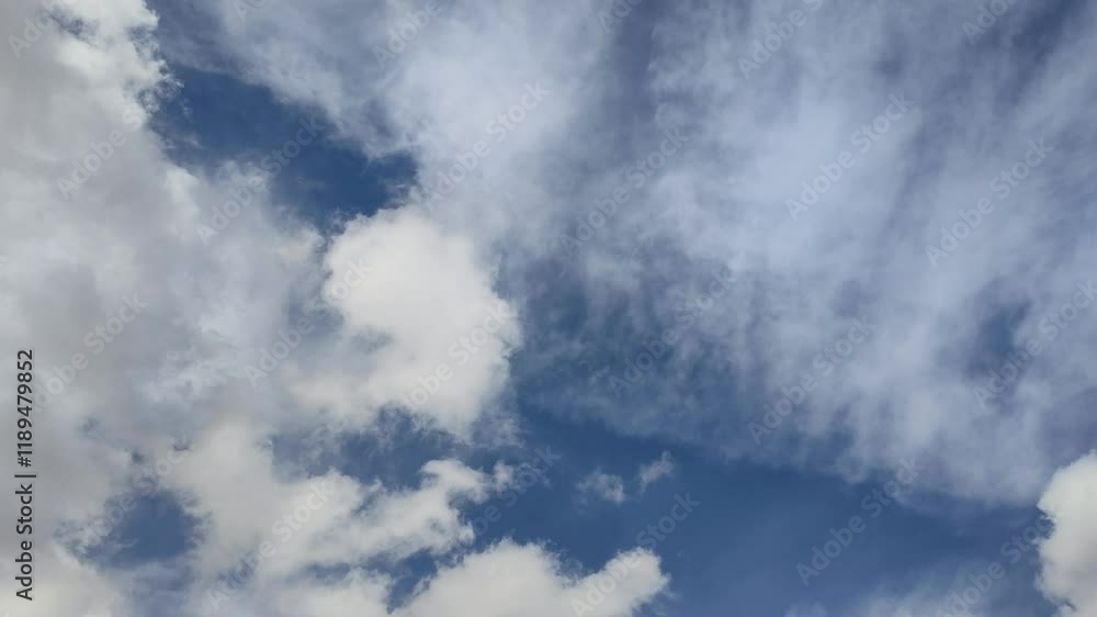 blue sky with moving clouds, nature slow motion sunny day blue sky with moving clouds, nature slow motion sunny day
