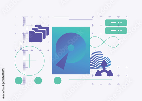 Hdd storage modern gradient technology illustration