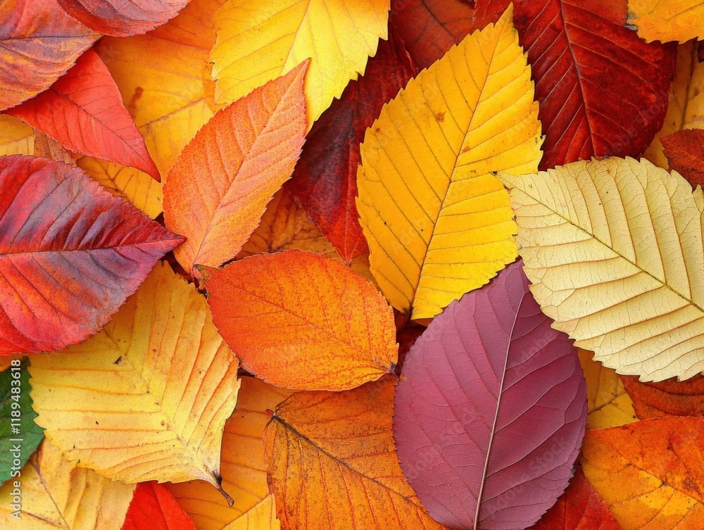 Fall leaves in various shades of yellow, orange, and red Fall leaves in various shades of yellow, orange, and red