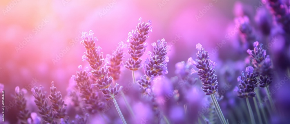 Naklejka premium close up of purple lavender flowers in a field with a blurred background