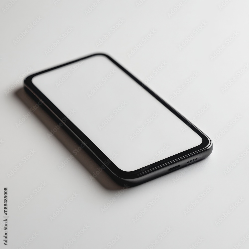 black cell phone on a white surface black cell phone on a white surface