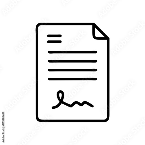 Contract icon featuring a simple design with a signature line and folded corner