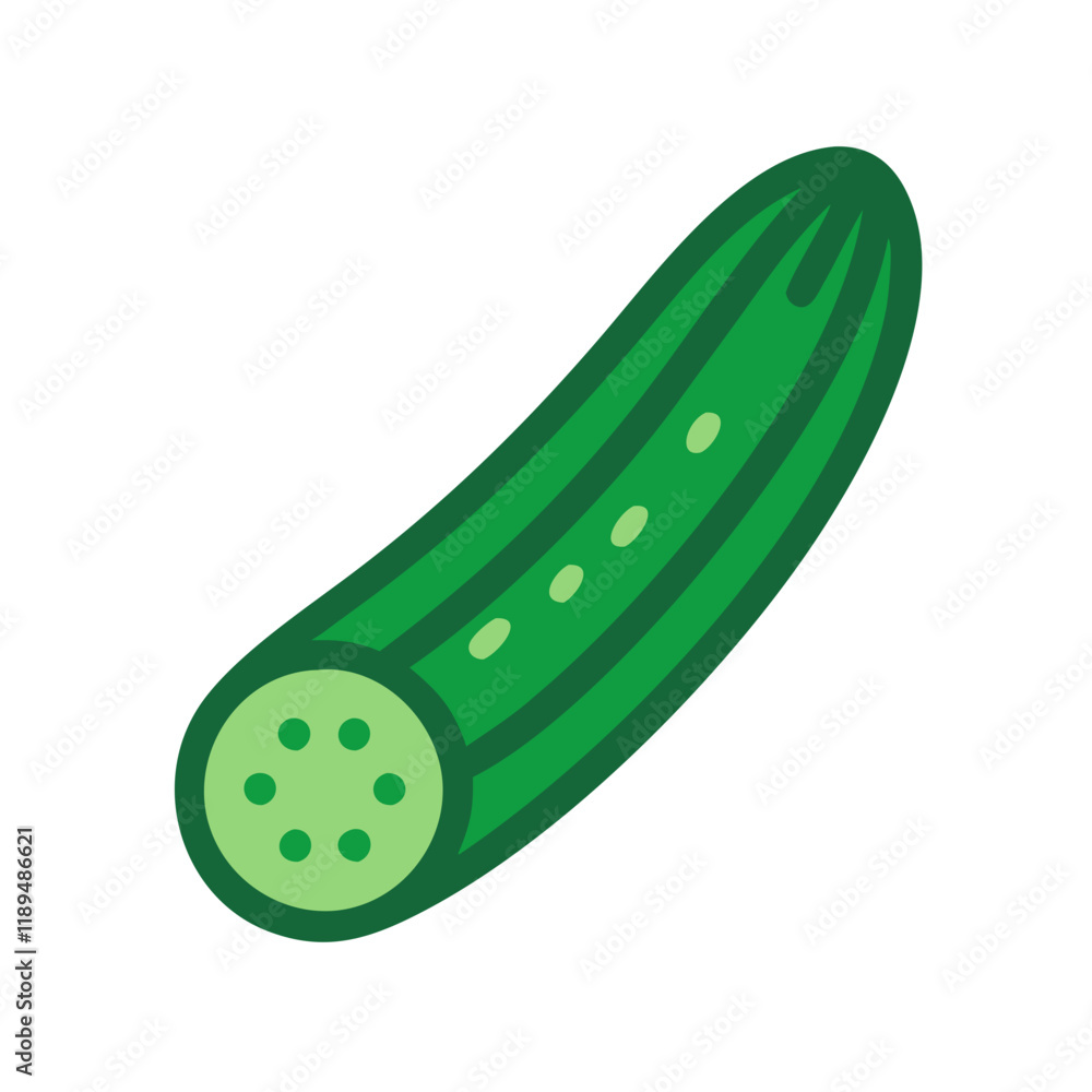 Cucumber icon in a playful style with a bright green color Cucumber icon in a playful style with a bright green color