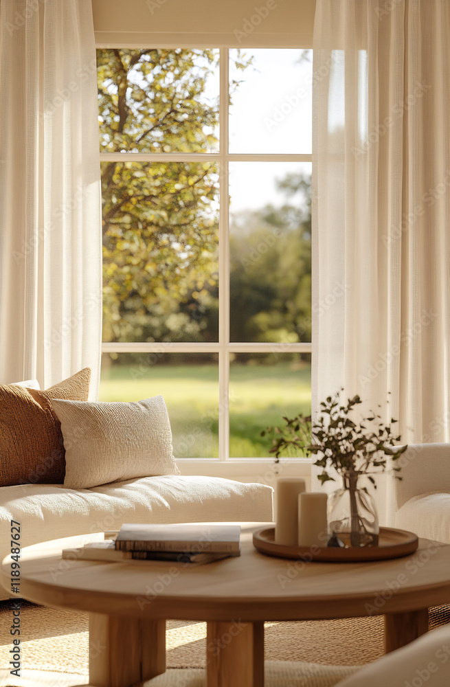 Fototapeta premium Cozy living room with natural light