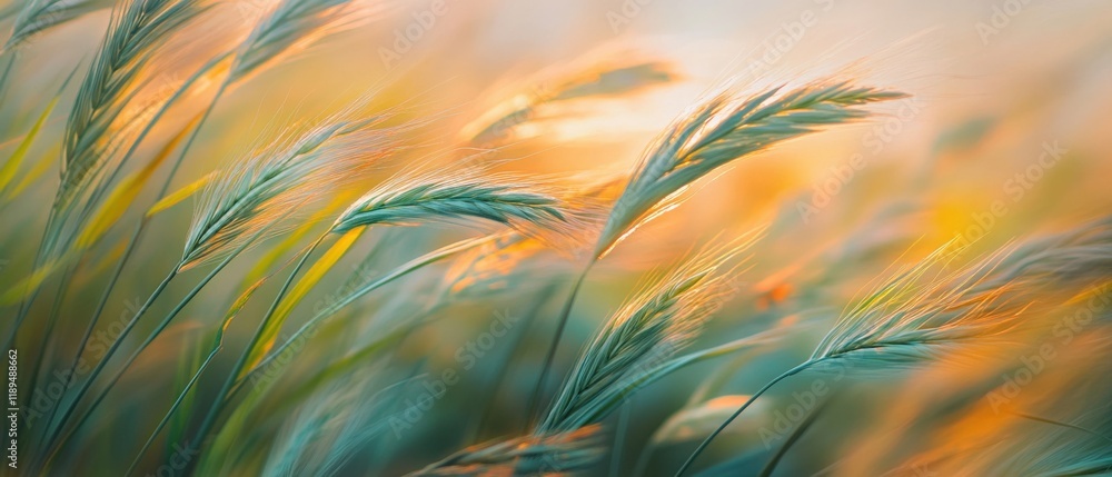 a close up view of golden hour wheat