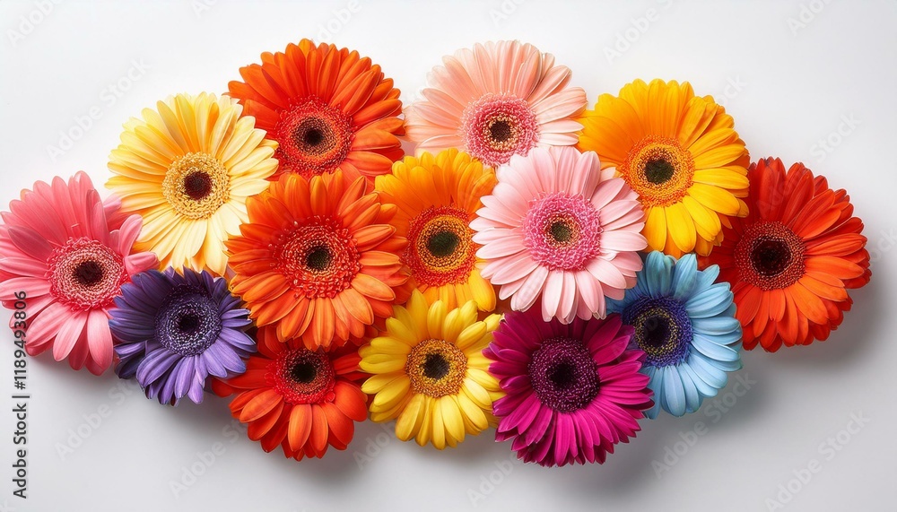 colorful gerbera daisies on white background colorful gerbera daisies on white background