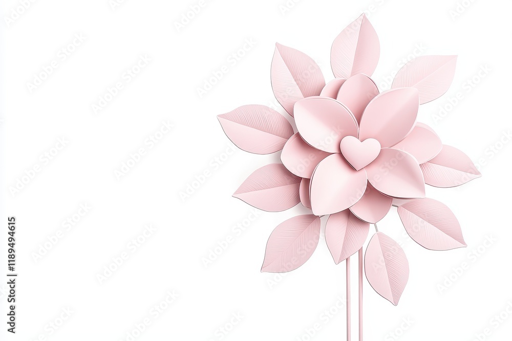 Fototapeta premium Elegant Pink Flower Design with Leaves for Creative Projects