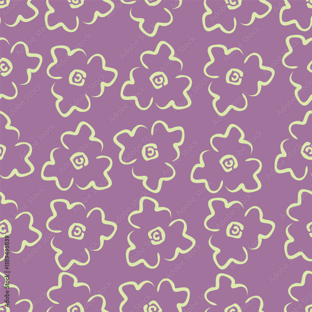 Fototapeta premium Beautiful little flower pattern on purple background. Sweet flower pattern is perfect for dress.