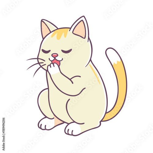 cat licking paw vector icon, cat licking paw vector illustration - simple illustration of cat licking paw, perfect for logos cat licking paw