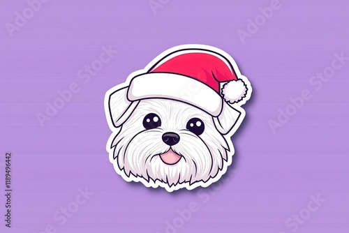 Adorable Cartoon Dog with Santa Hat for Holiday Cheer photo