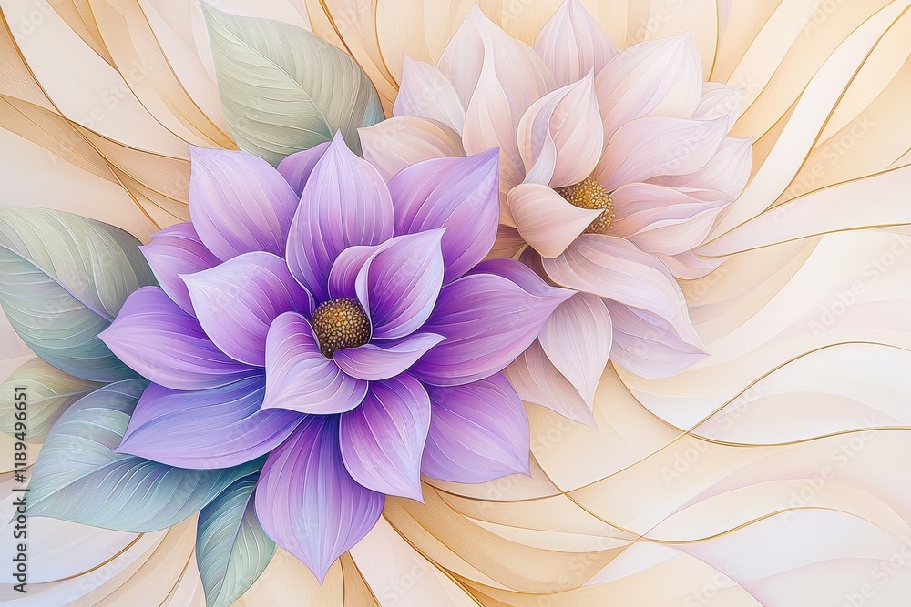 Fototapeta premium Stunning Floral Artwork Featuring Elegant Purple and White Flowers