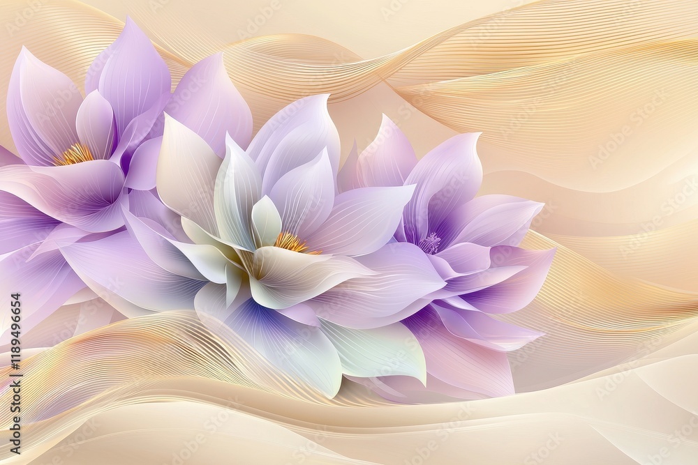 Fototapeta premium Elegant Pastel Lotus Flowers with Soft Flowing Background Patterns