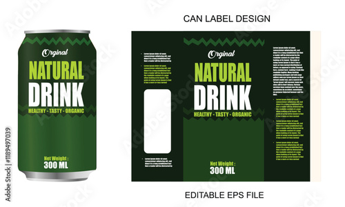 Can  label design, soft drink bottle label design. Soda can vector. Energy drink label design. natural flavor fruit juice label template design