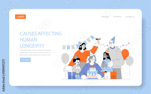 Causes Affecting Human Longevity. Flat Vector Illustration