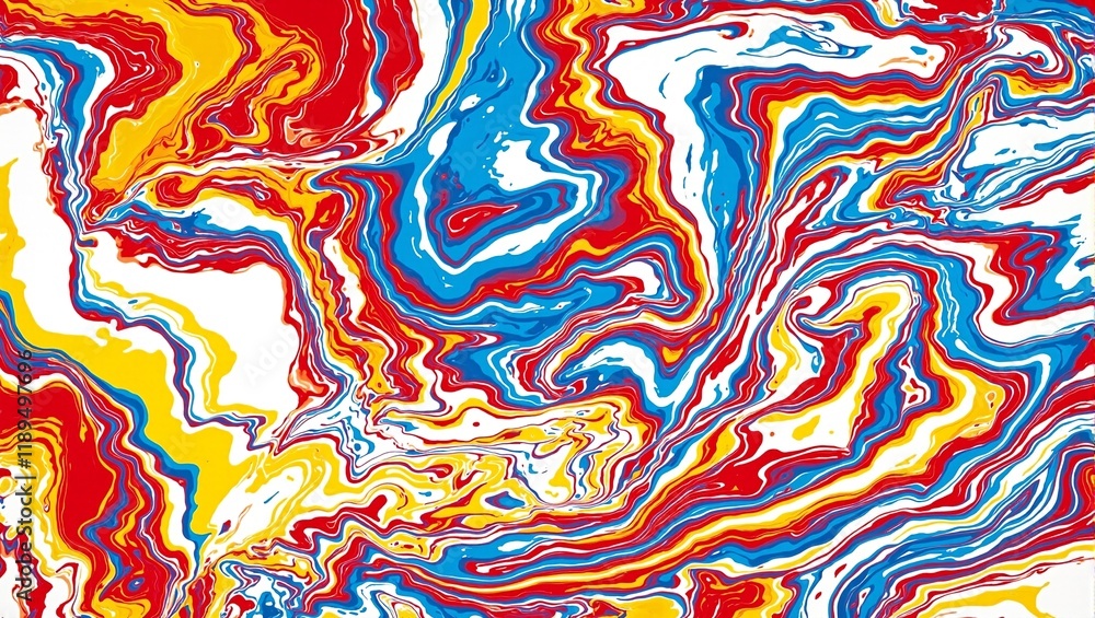 Vibrant acrylic paint palette with dynamic swirls of red blue yellow and white Vibrant acrylic paint palette with dynamic swirls of red blue yellow and white