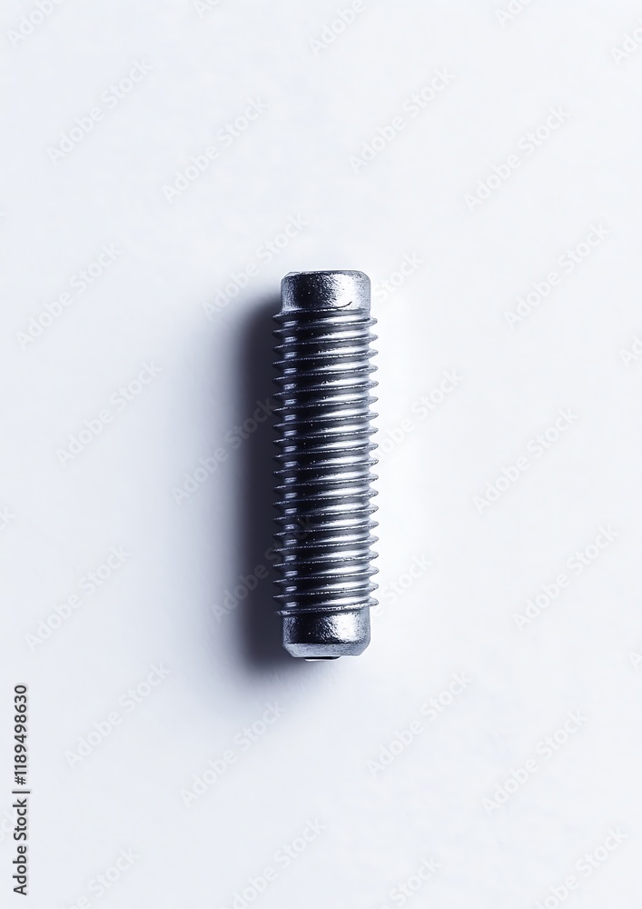 Close-up of a single metallic threaded rod on white background. Close-up of a single metallic threaded rod on white background.