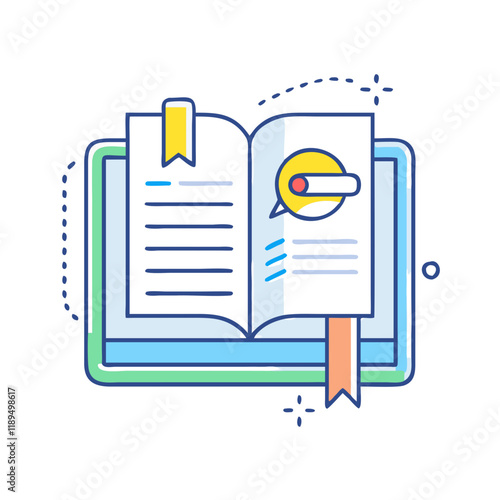 annotated book vector icon, annotated book vector illustration - simple illustration of annotated book, perfect for logos annotated book