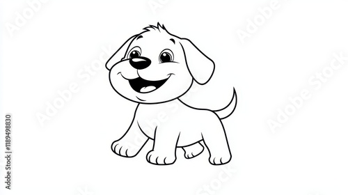 Cute Cartoon Puppy with a Happy Expression and Playful Stance photo