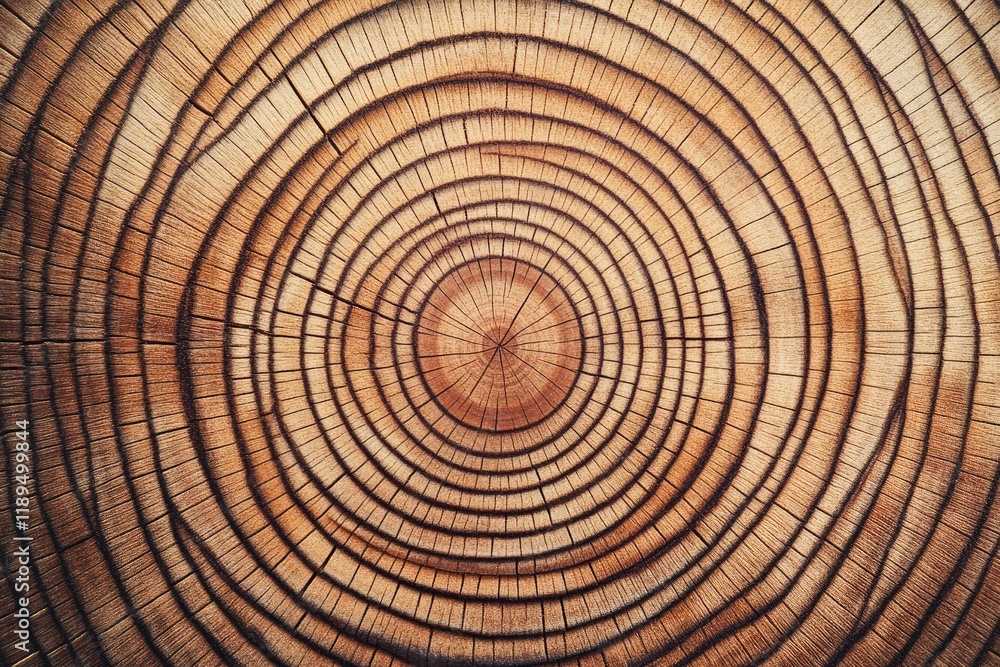 Naklejka premium Close-Up of Tree Rings Displaying Natural Growth Patterns and Textures in Wood