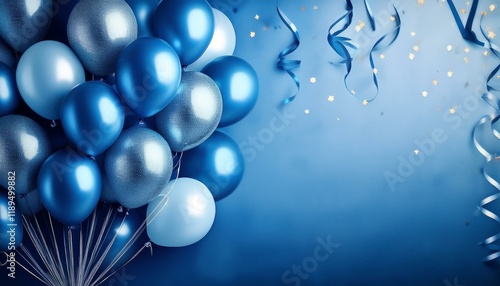 elegant blue ballon and ribbon glad party card banner template background